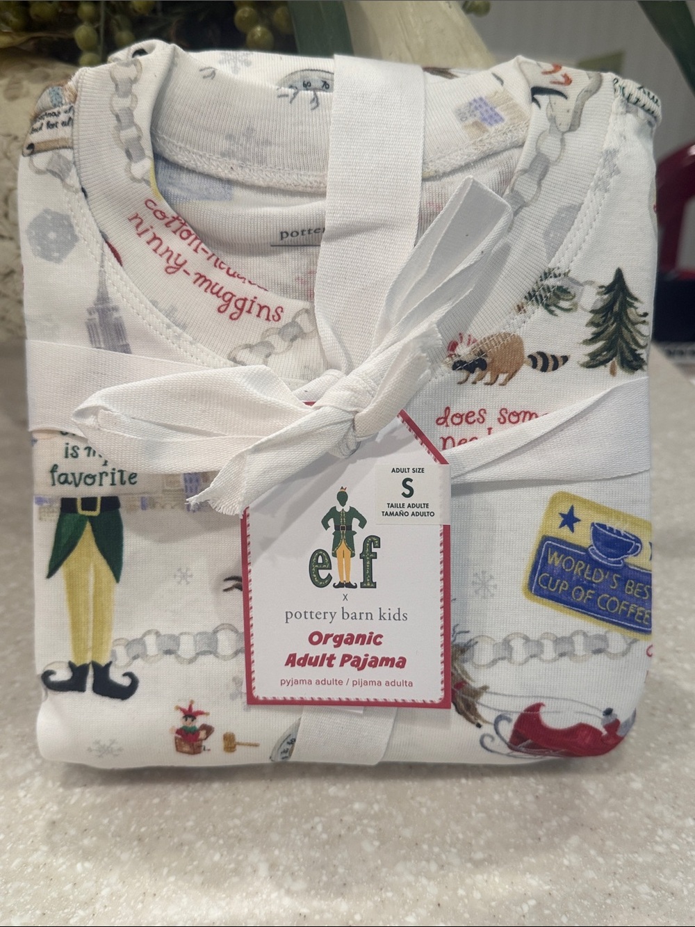 Pottery Barn Kids ELF the movie Buddy ADULT SMALL S  NEW WITH TAGS Pajamas pJ’s